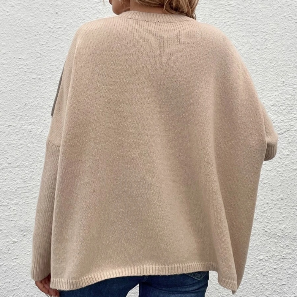 Cozy Color block Oversized Knit Sweater Top - Picture 3 of 4